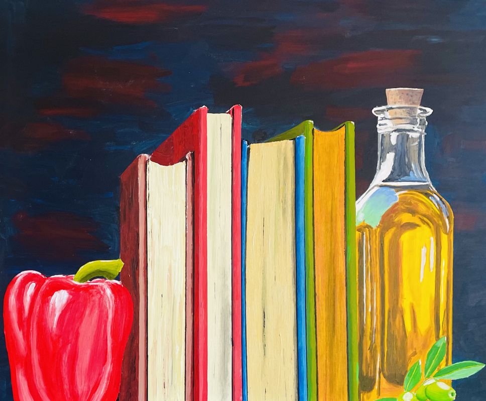 MEDITERRANE BUCHSTÜTZEN - Acryl auf Leinwand - 120 cm x 100 cm